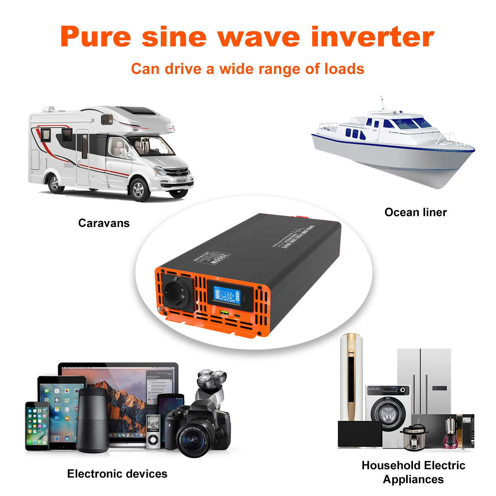 ピーク4000W 12V 24V 48V DC-AC 220 - Power Inverter 12V 220V 4000W Continuous のレビューと価格