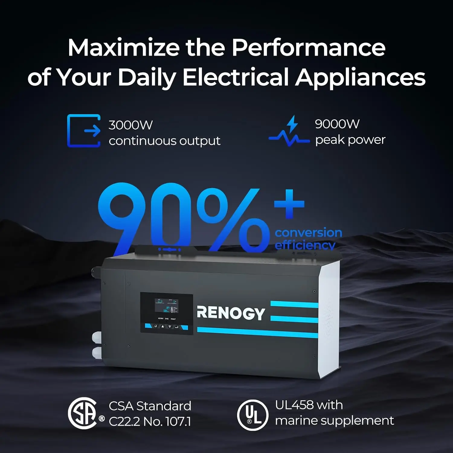 Renogy 3000W 純正弦波インバーター充電器。12V - Rv Pure Sine Inverter Charger 3000W 12V のレビューと価格